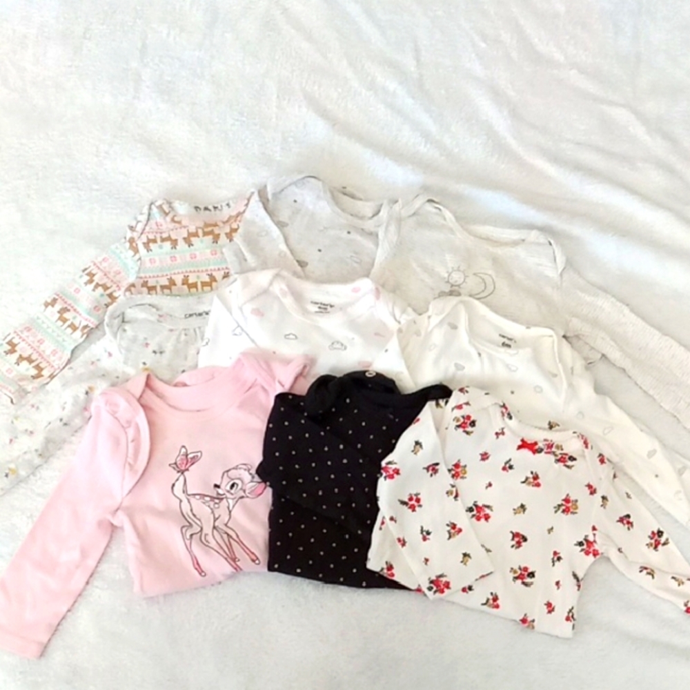 Carter's Size 6 Month Long Sleeve Onesie Lot